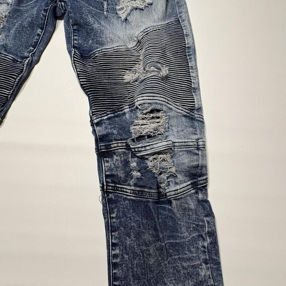 Decibel Men’s Distressed Acid Wash Moto Jeans – 36x32 - Picture 6 of 16